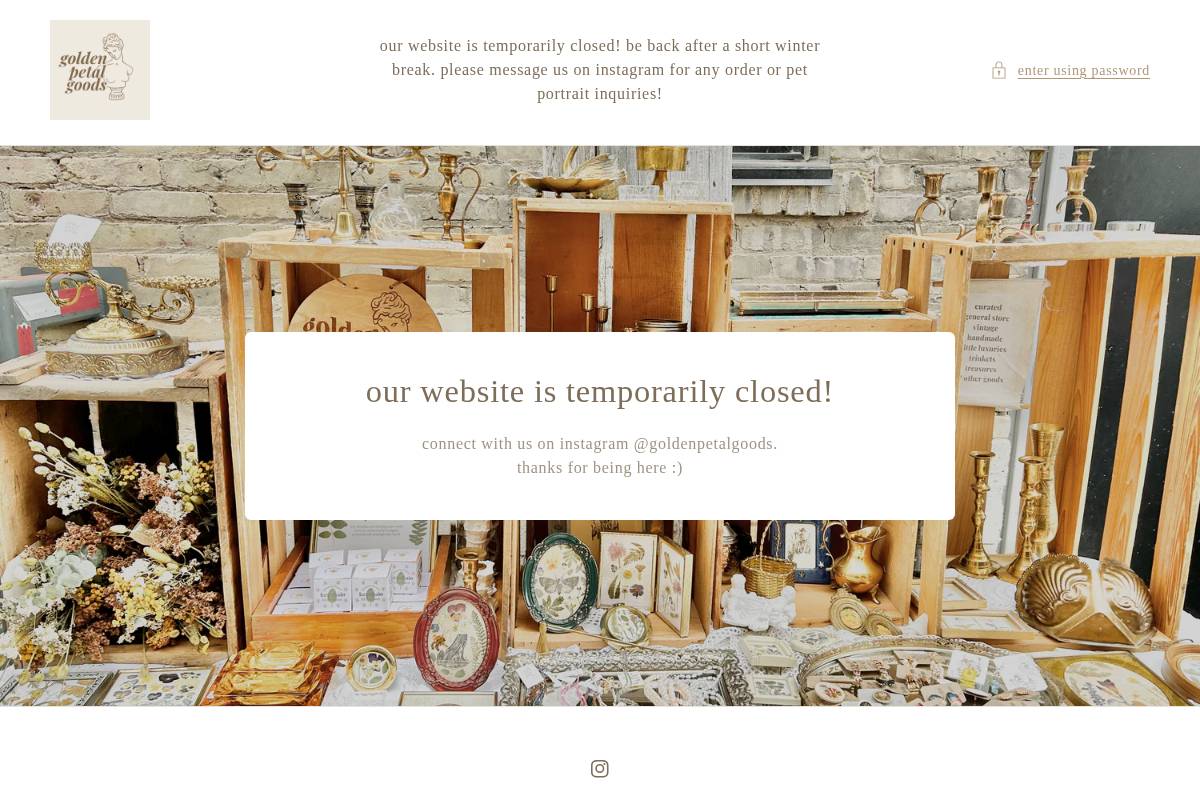 goldenpetalgoods.com homepage screenshot