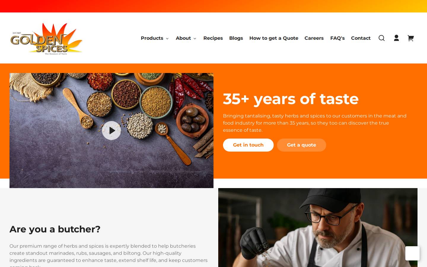 goldenspices.co.za homepage screenshot