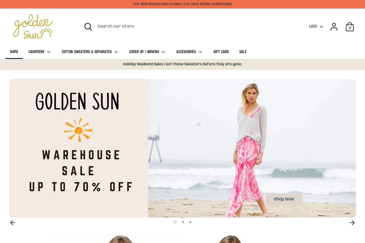 goldensunbrand.com homepage screenshot