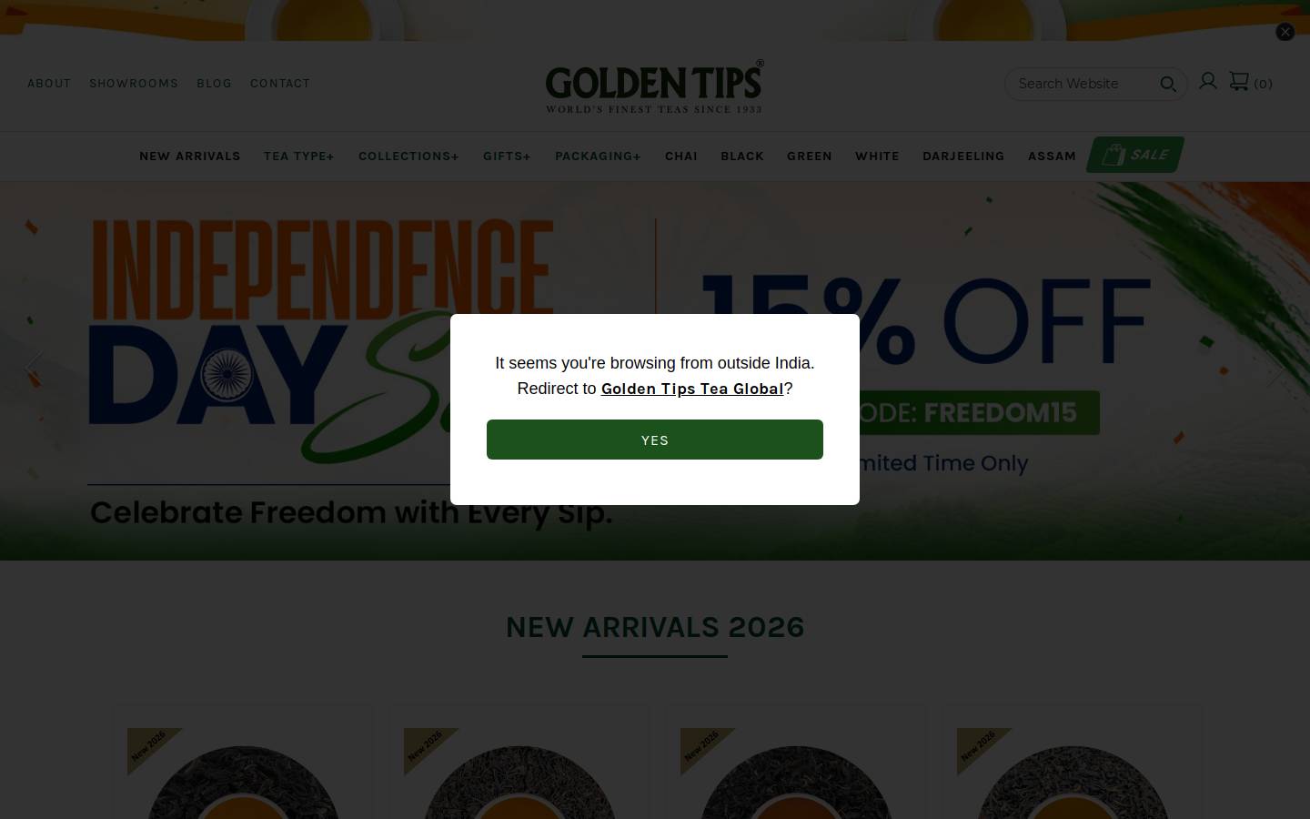 goldentipstea.in homepage screenshot