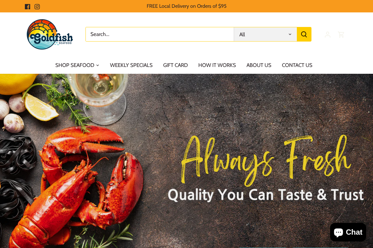Goldfish Seafood Market homepage screenshot