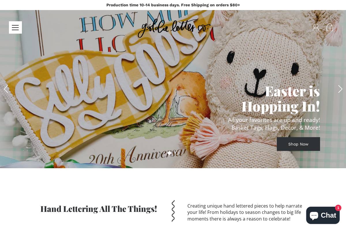 goldieletterco.com homepage screenshot