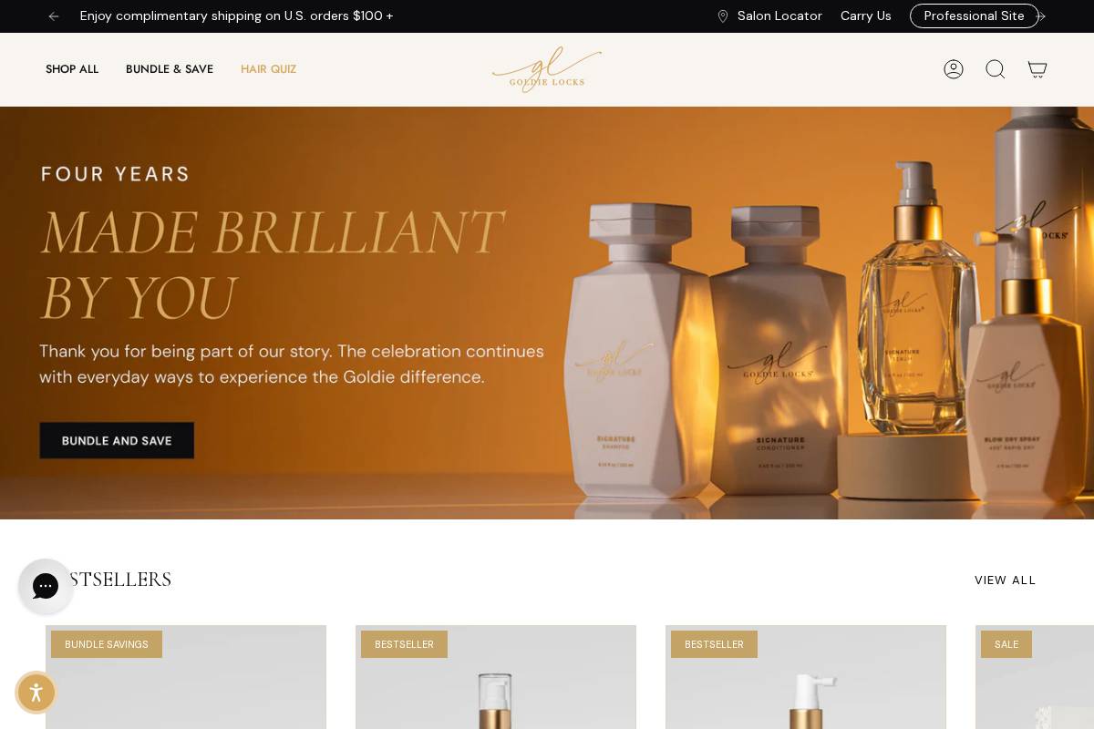 Goldie Locks® homepage screenshot
