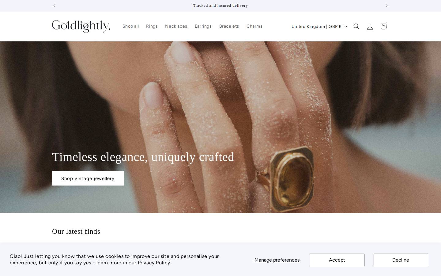 goldlightly.com homepage screenshot
