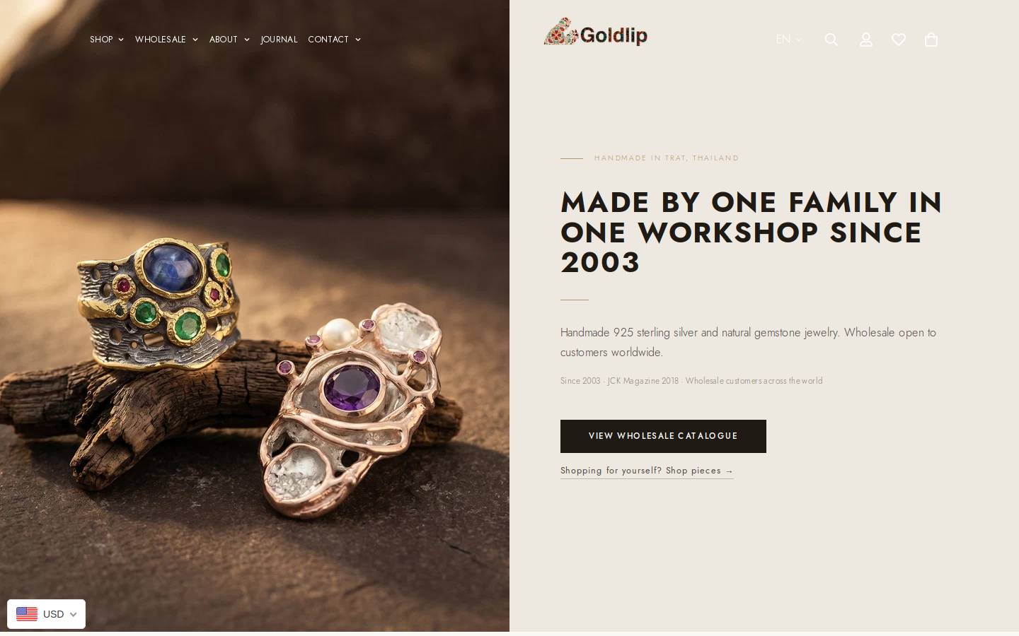 goldlipjewelry.com homepage screenshot