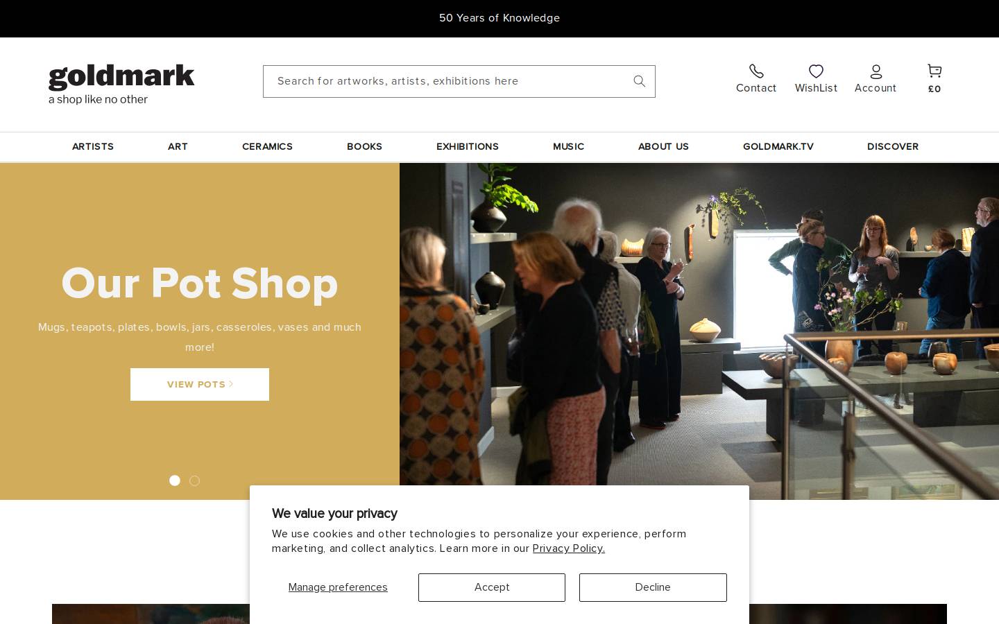 Goldmark Gallery homepage screenshot