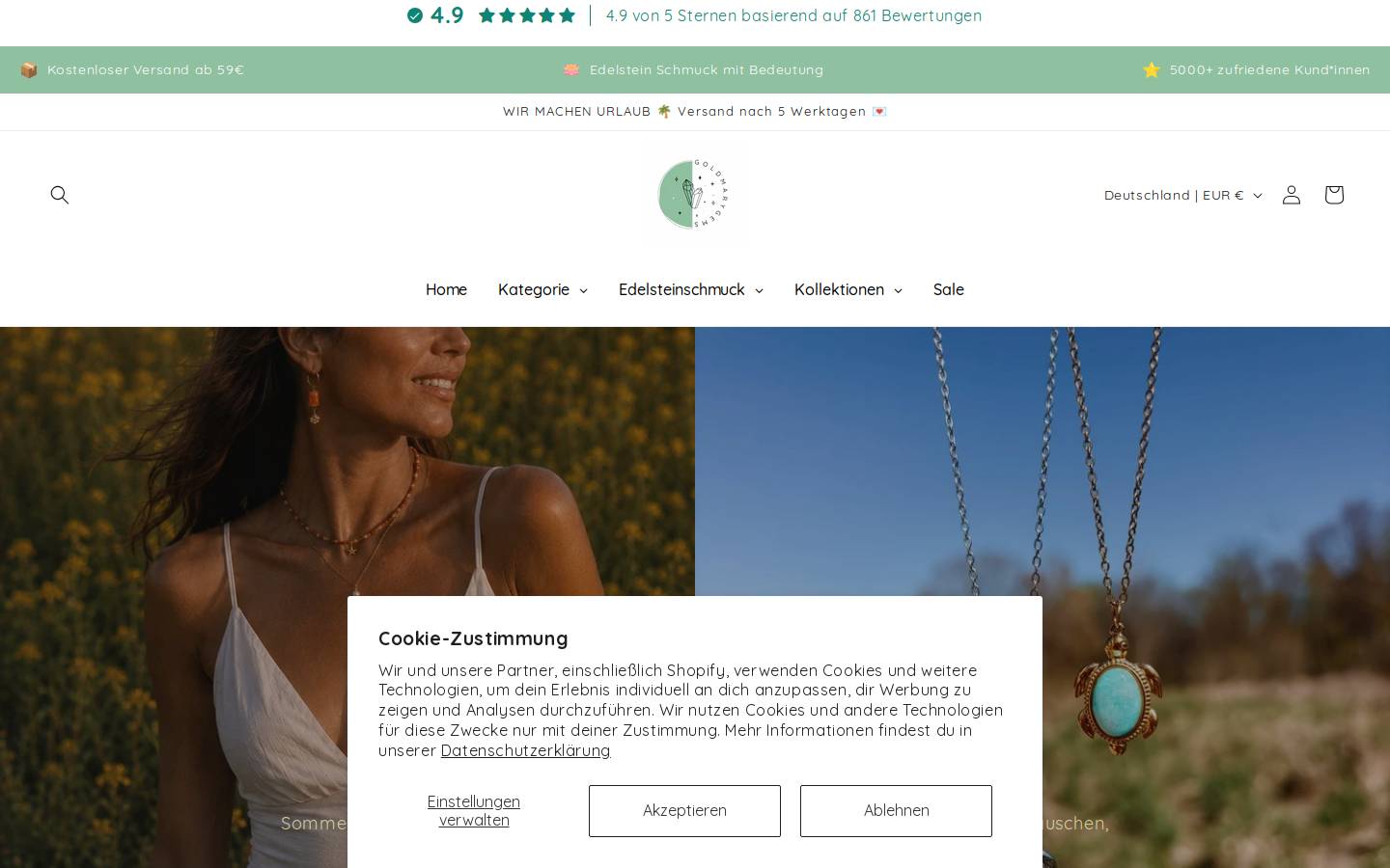 goldmarygems.com homepage screenshot