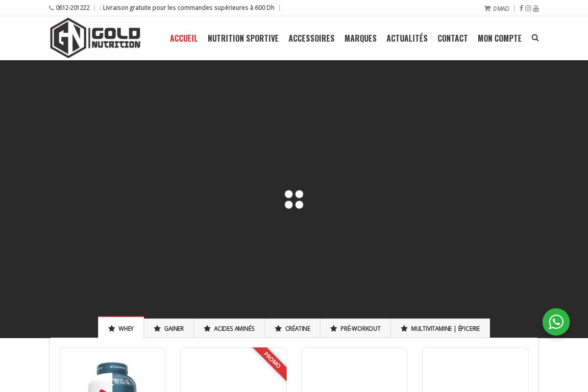 goldnutrition.ma homepage screenshot
