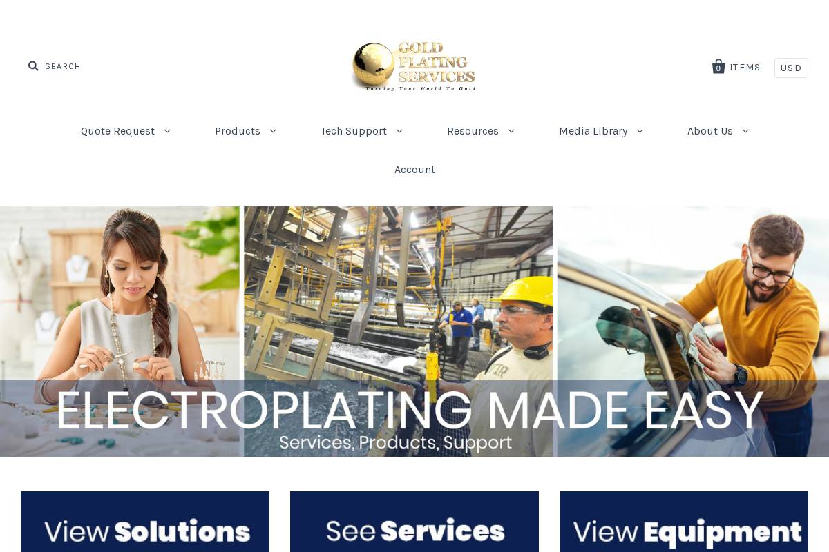 goldplating.com homepage screenshot