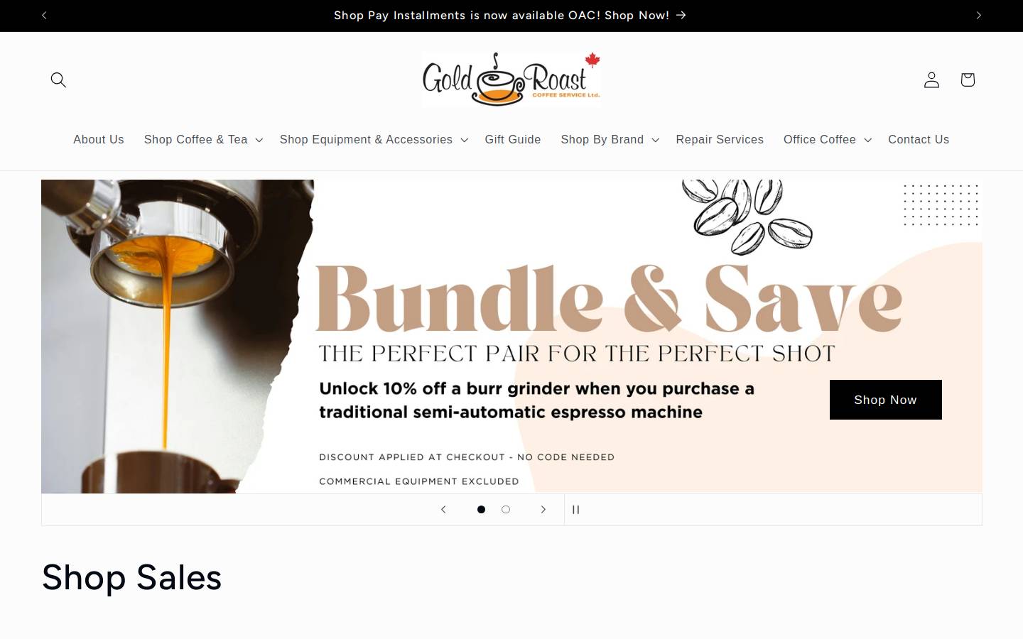 goldroast.ca homepage screenshot