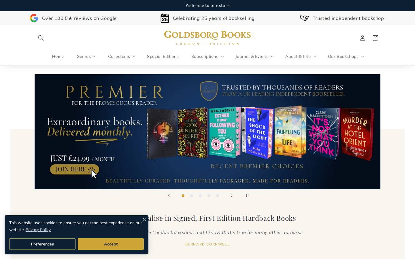 Goldsboro Books homepage screenshot