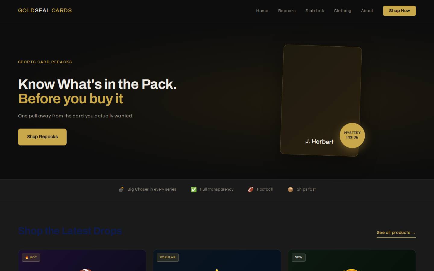 goldsealcards.com homepage screenshot