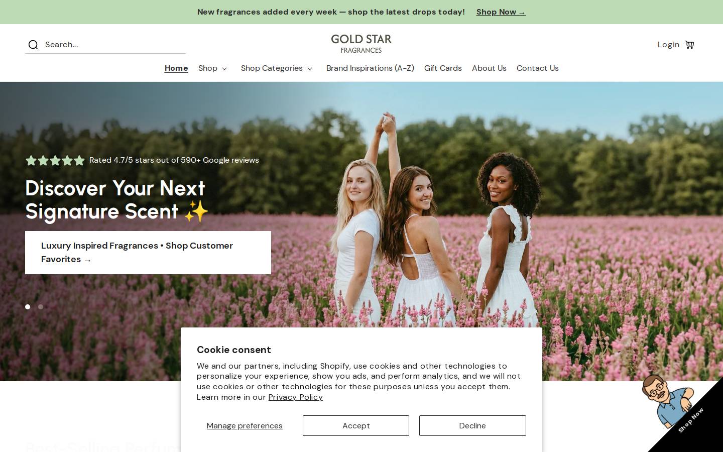 goldstarfragrances.com homepage screenshot