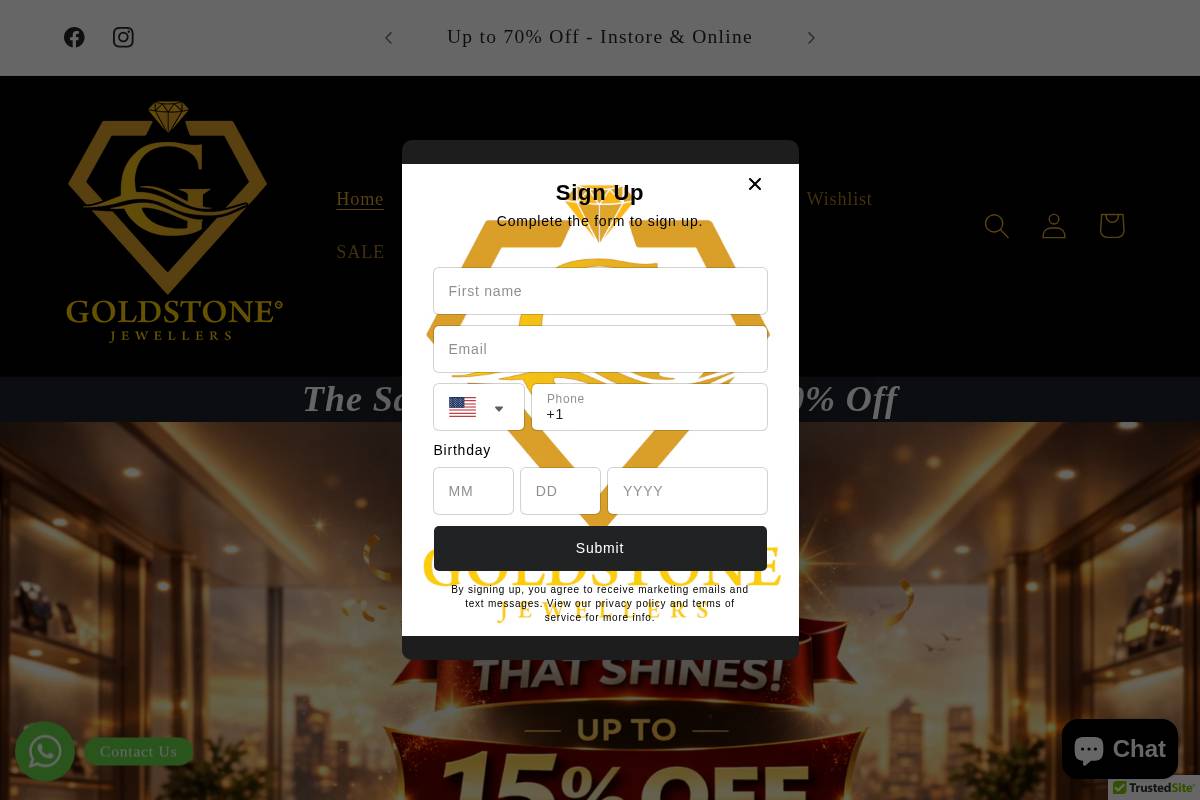 goldstonejewellers.store homepage screenshot