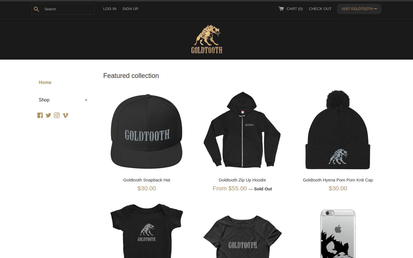 goldtoothshop.com homepage screenshot