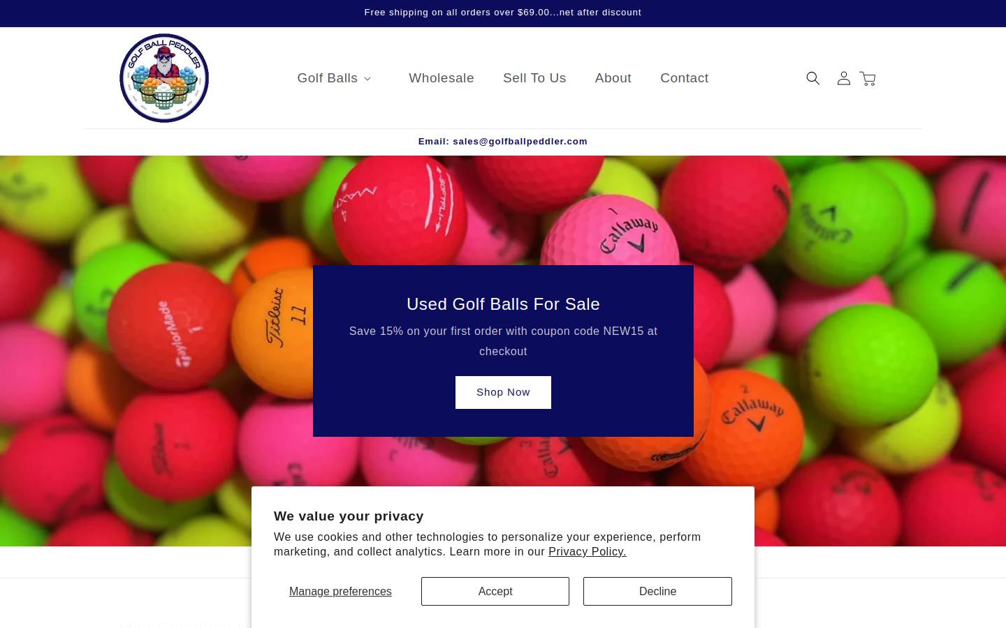 golfballpeddler.com homepage screenshot