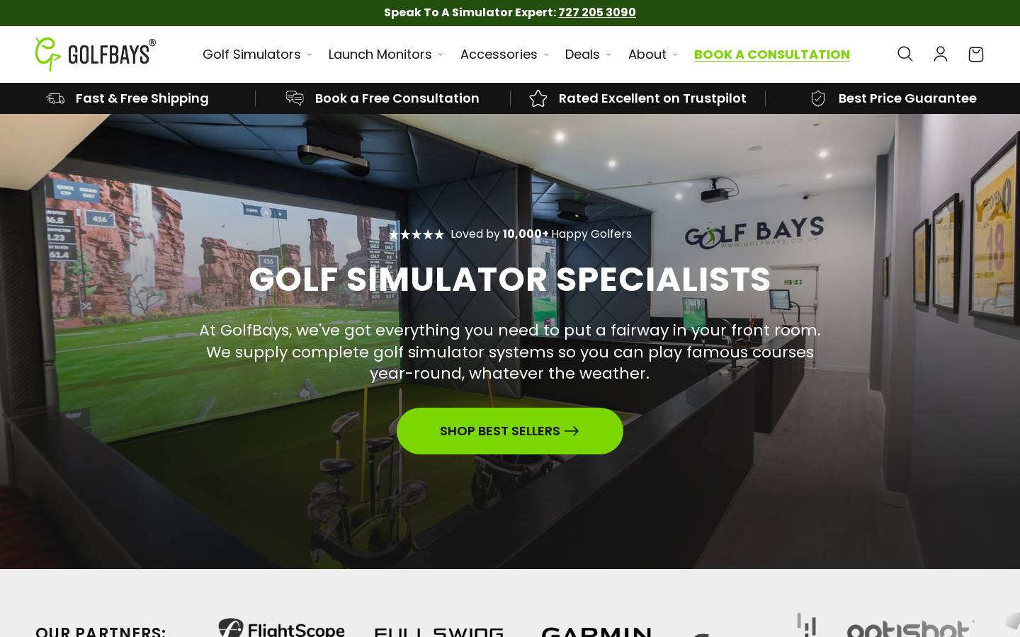 GolfBays homepage screenshot