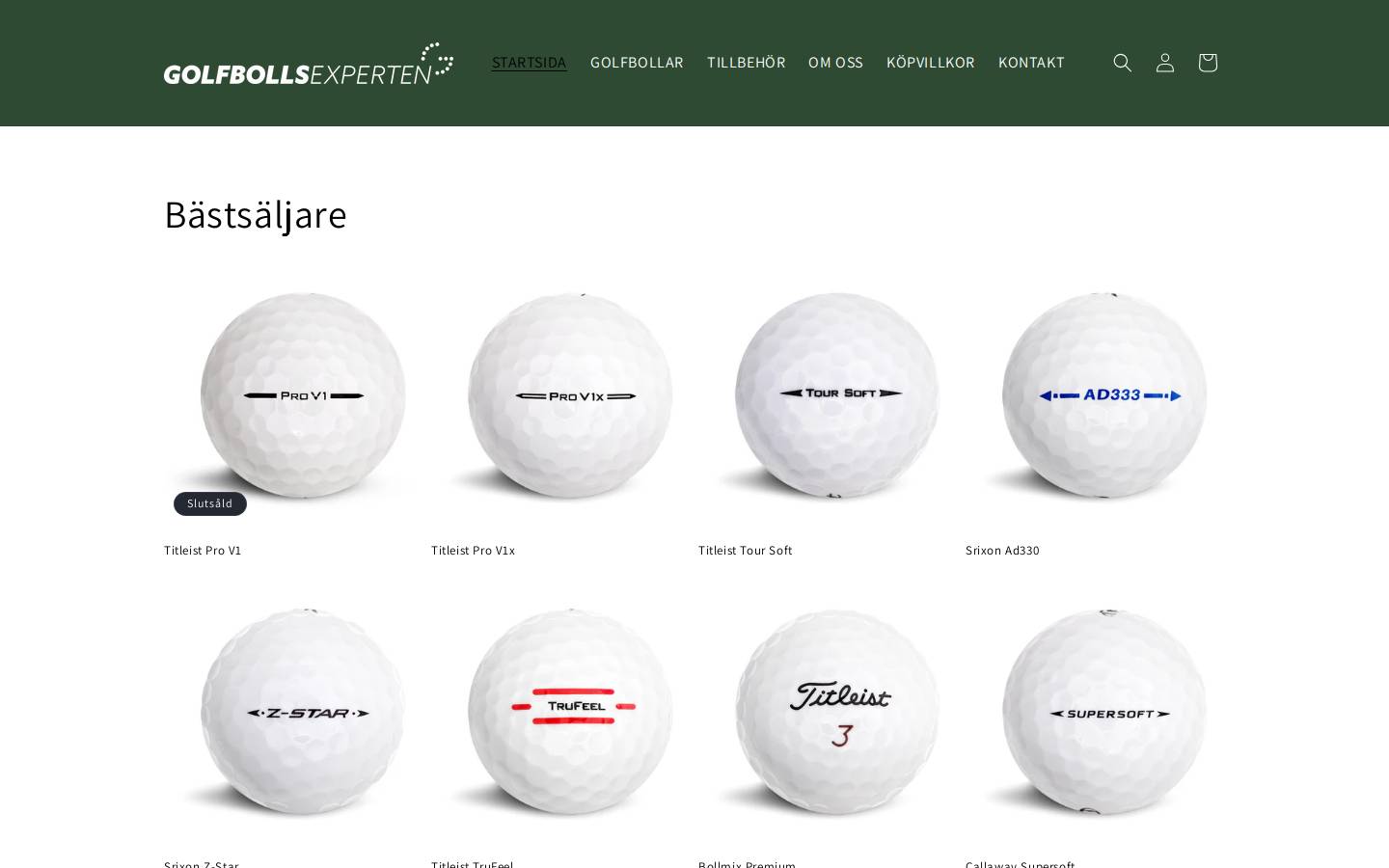 Golfbollsexperten homepage screenshot