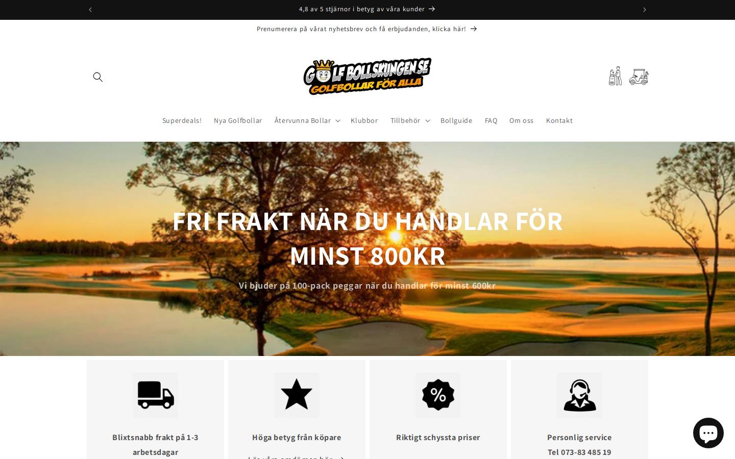 Golfbollskungen homepage screenshot