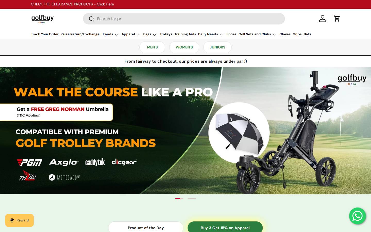 golfbuyindia.com homepage screenshot