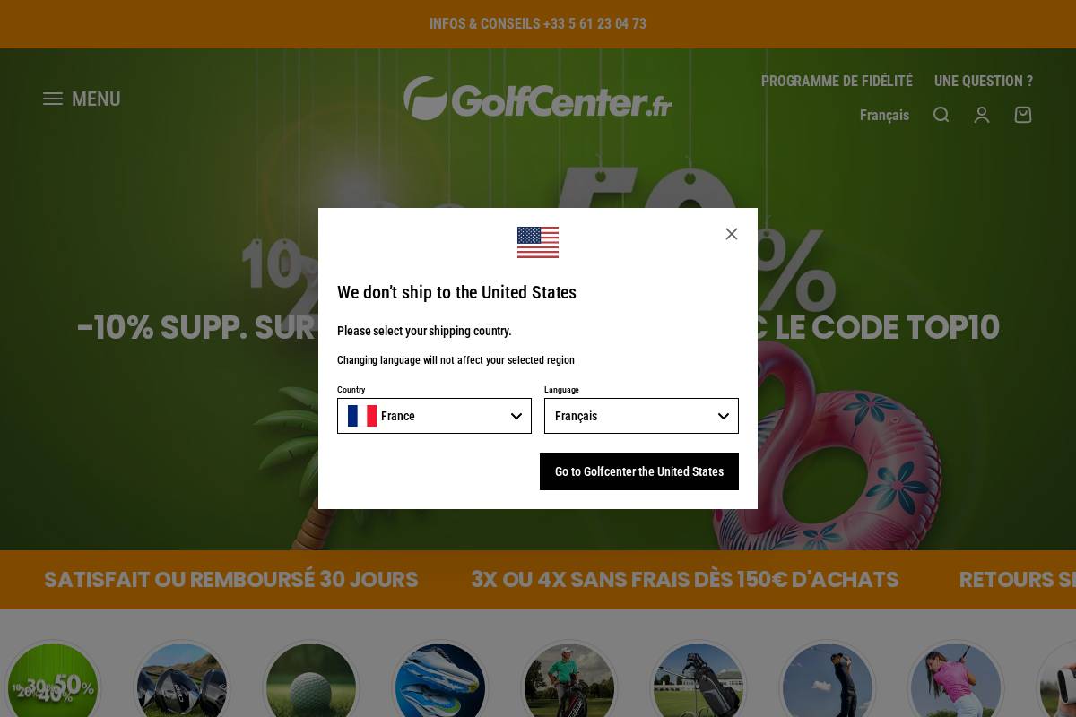 Golfcenter homepage screenshot