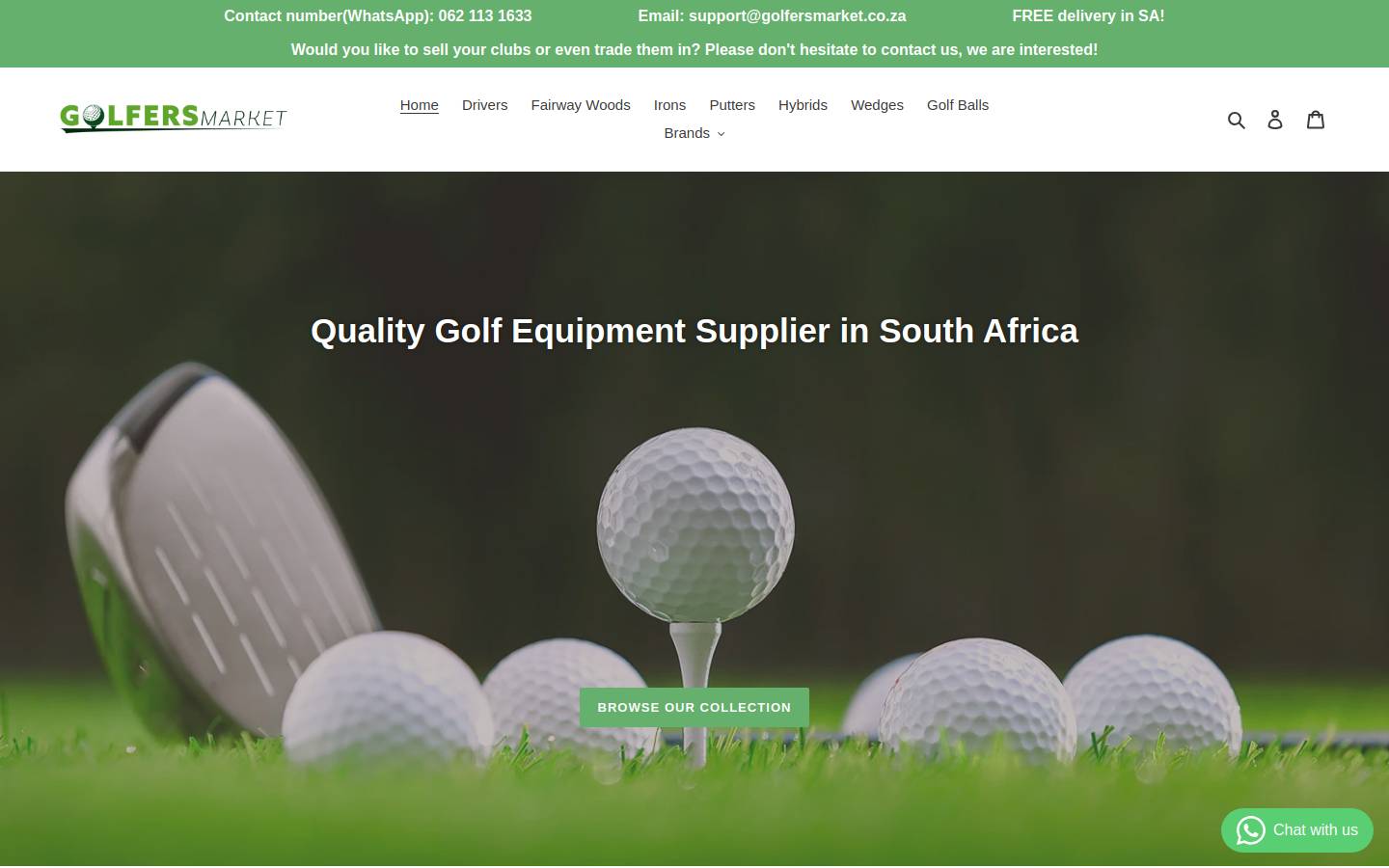 golfersmarket.co.za homepage screenshot