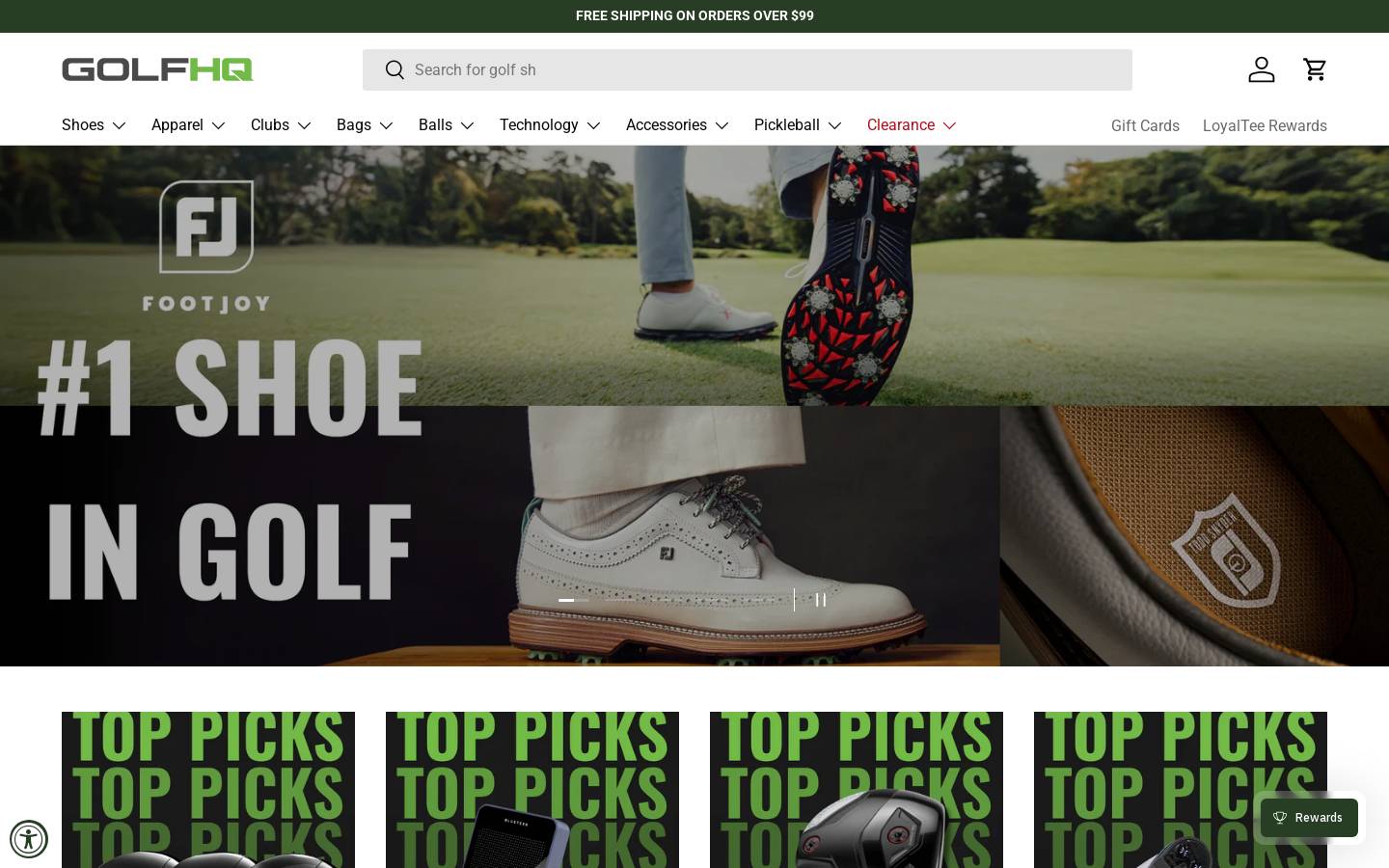 GolfHQ homepage screenshot