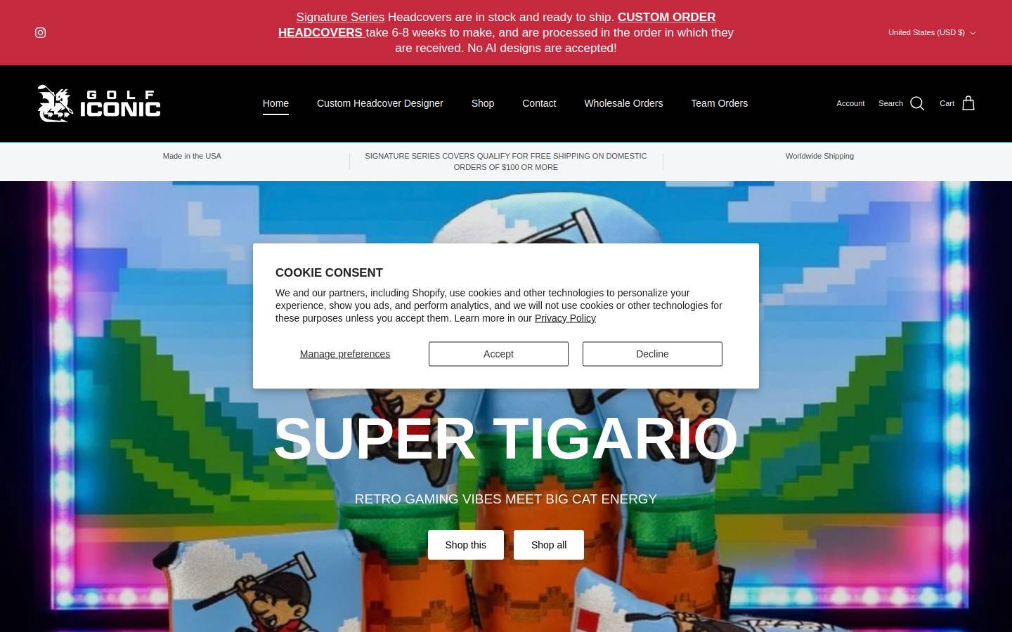 golficonic.com homepage screenshot