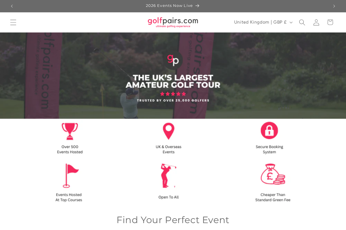 Golf Pairs Tour homepage screenshot