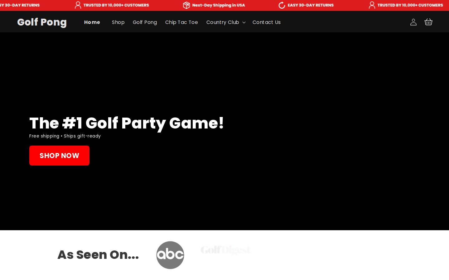 golfpong.net homepage screenshot