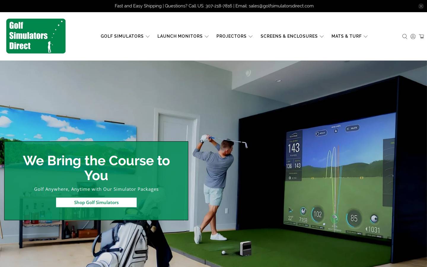 Golf Simulators Direct homepage screenshot