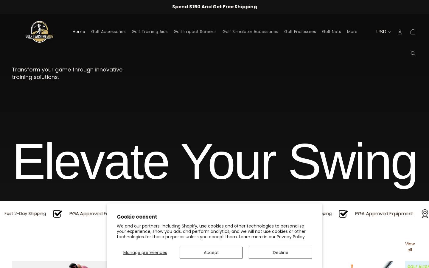 golfteachingaids.com homepage screenshot