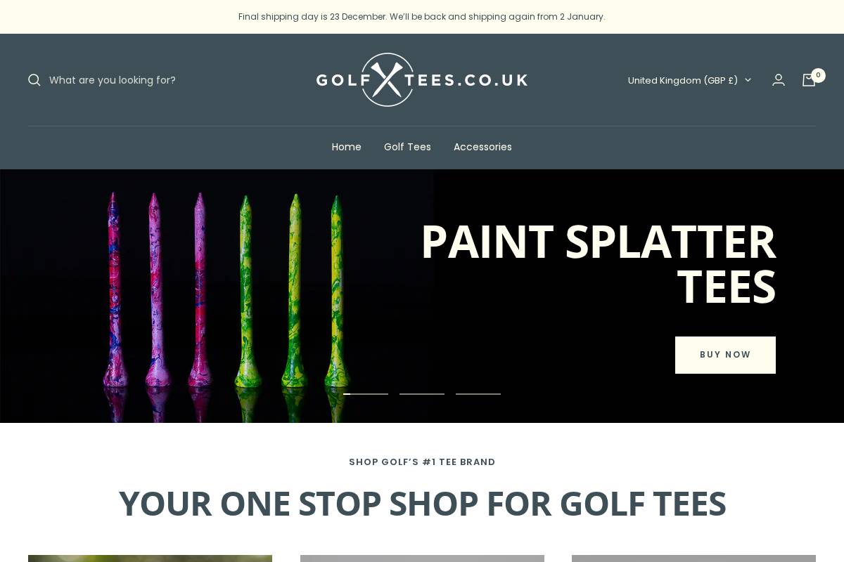 golftees.co.uk homepage screenshot