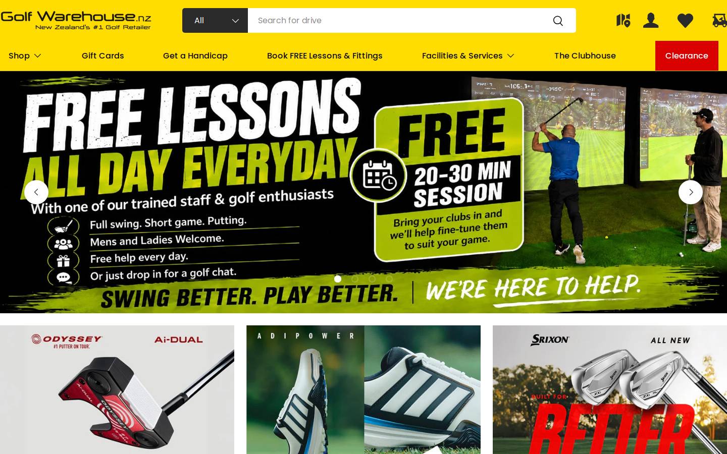 Golfwarehouse homepage screenshot