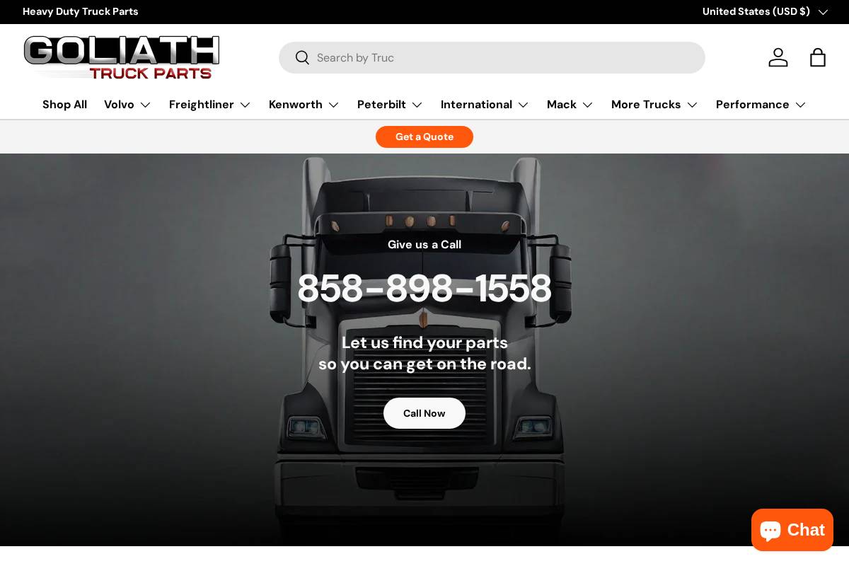 goliathtruckparts.com homepage screenshot