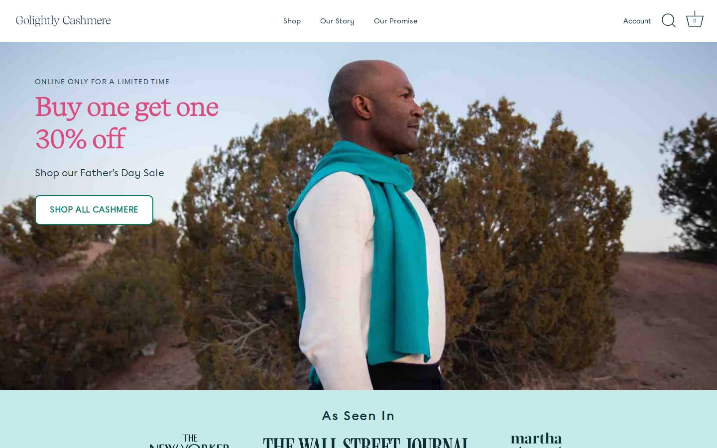 golightlycashmere.com homepage screenshot