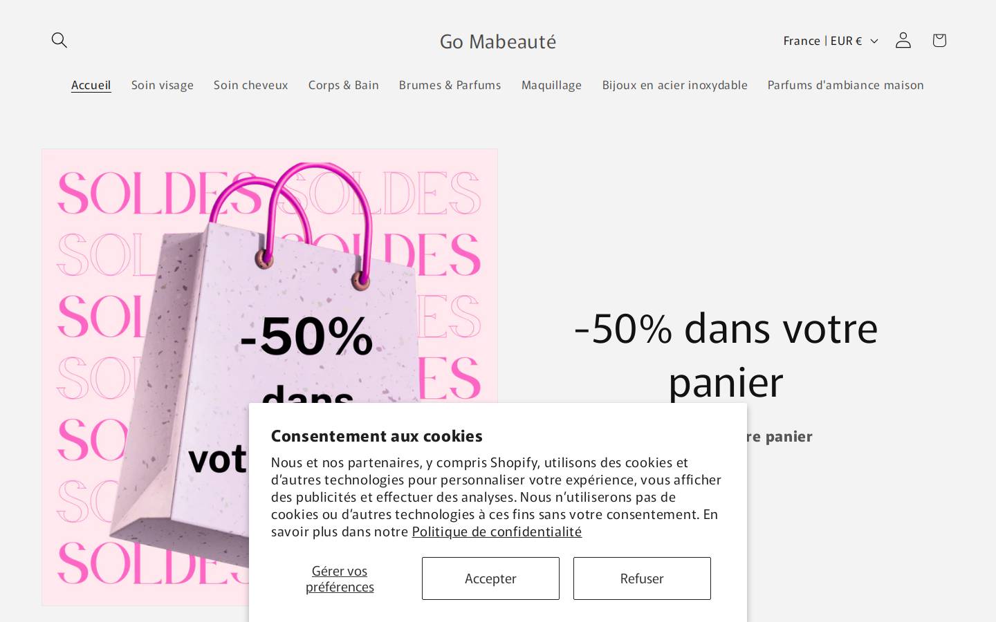 gomabeaute.com homepage screenshot