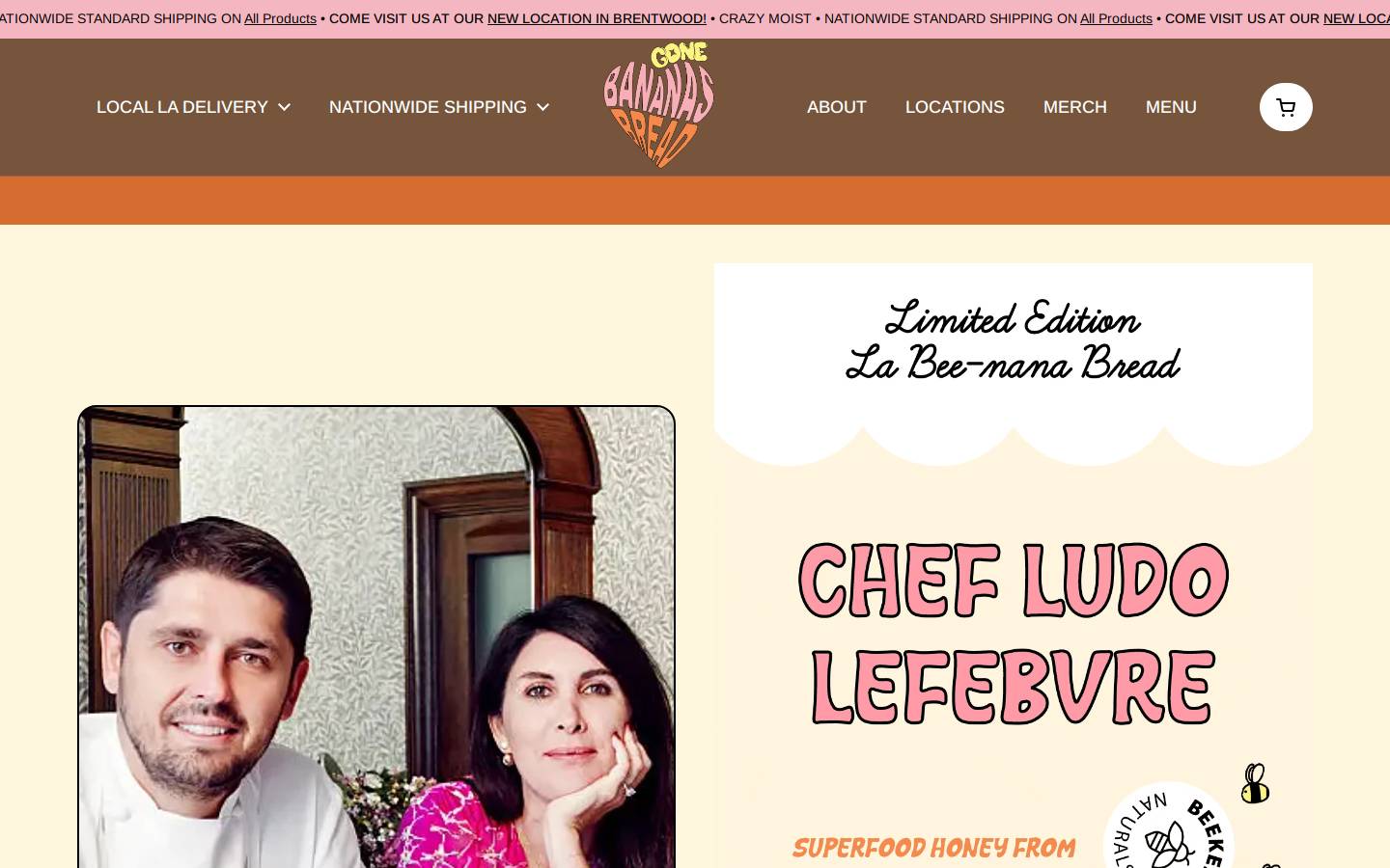 Gonebananasbread homepage screenshot