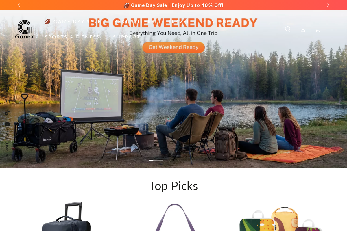 Gonex homepage screenshot