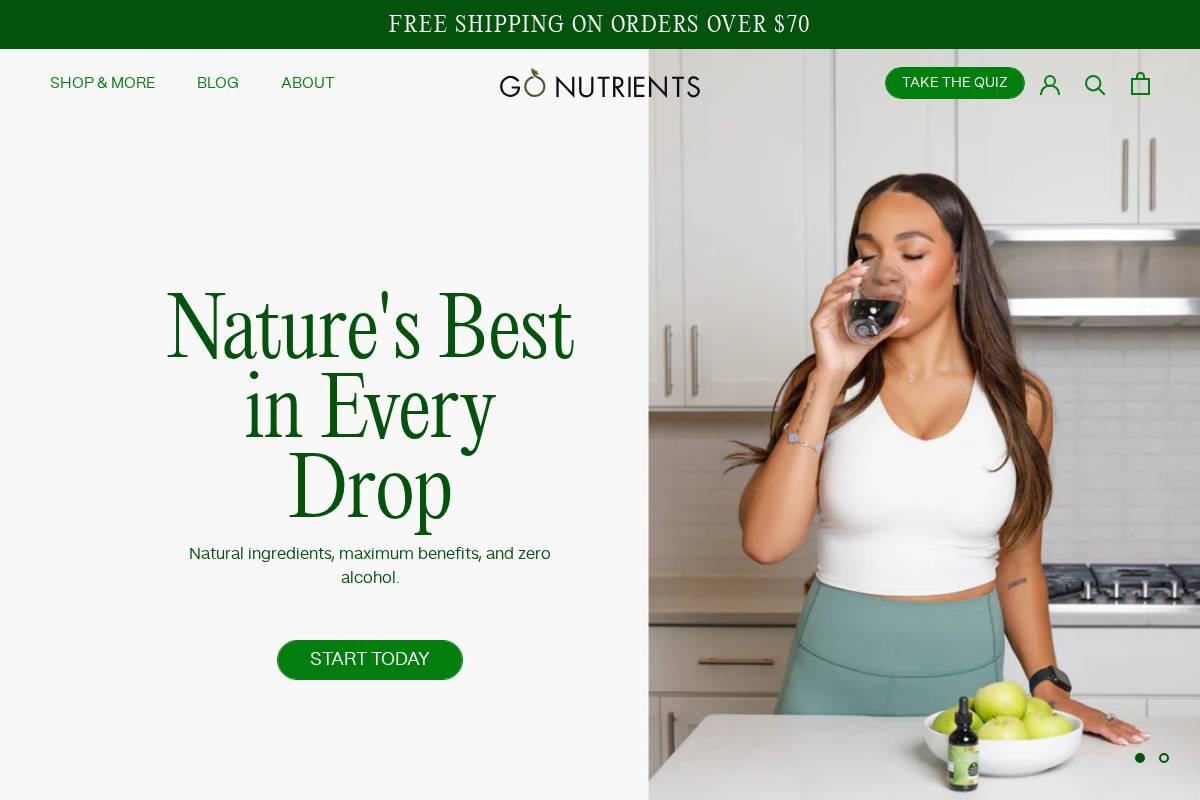 Go Nutrients homepage screenshot