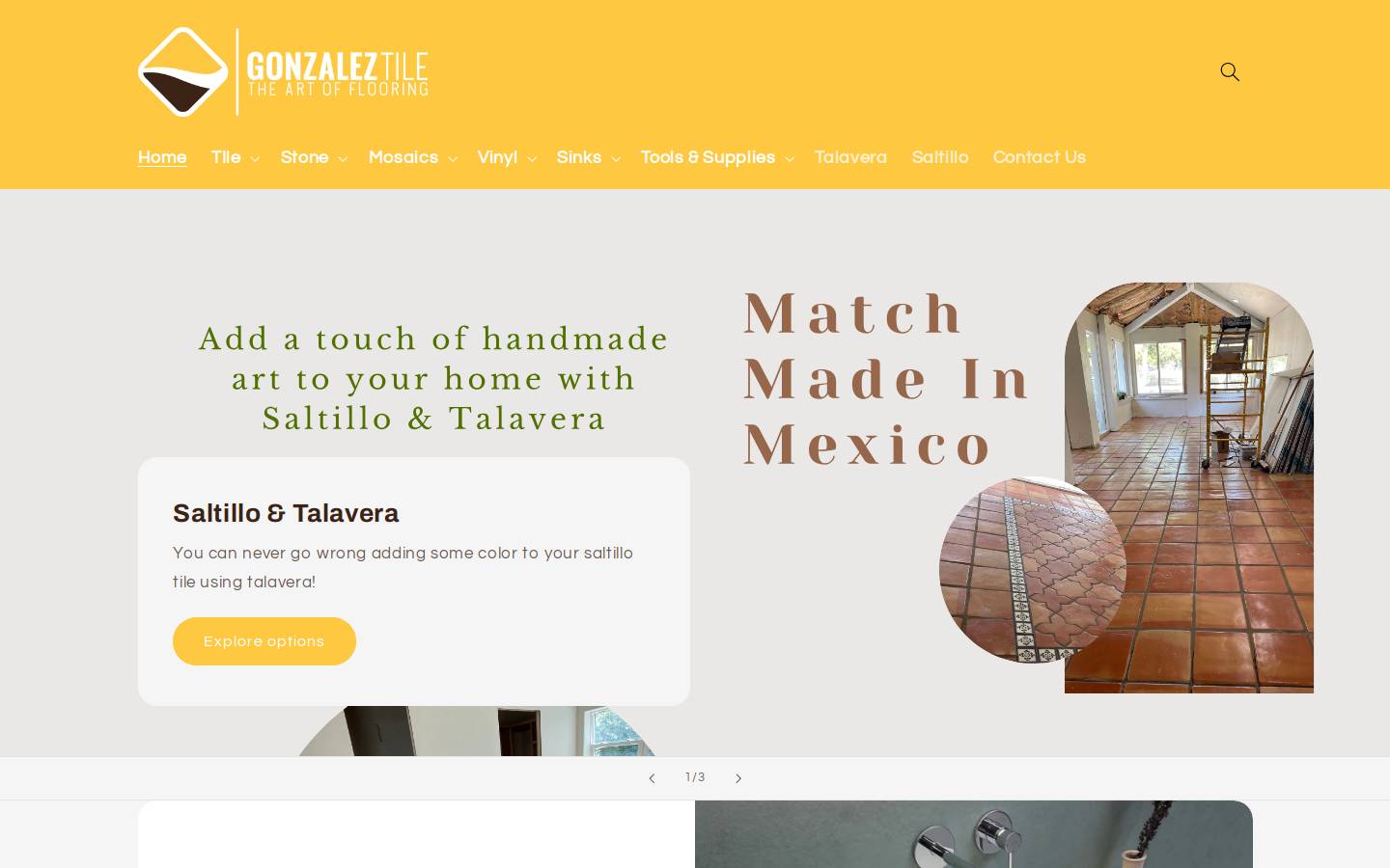 gonzaleztile.com homepage screenshot
