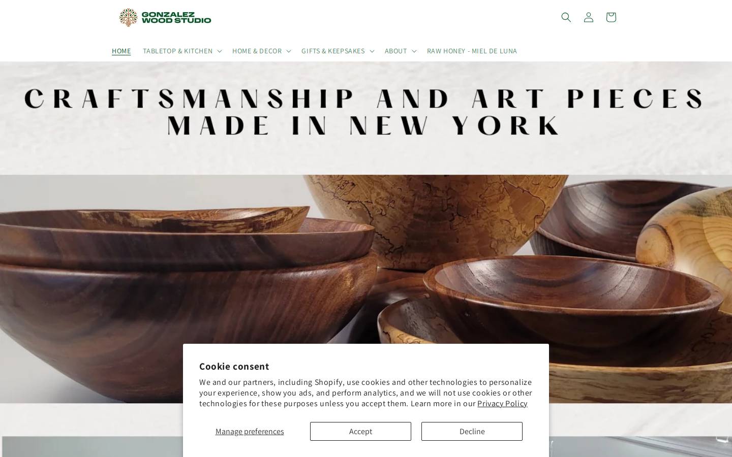 gonzalezwoodstudio.com homepage screenshot