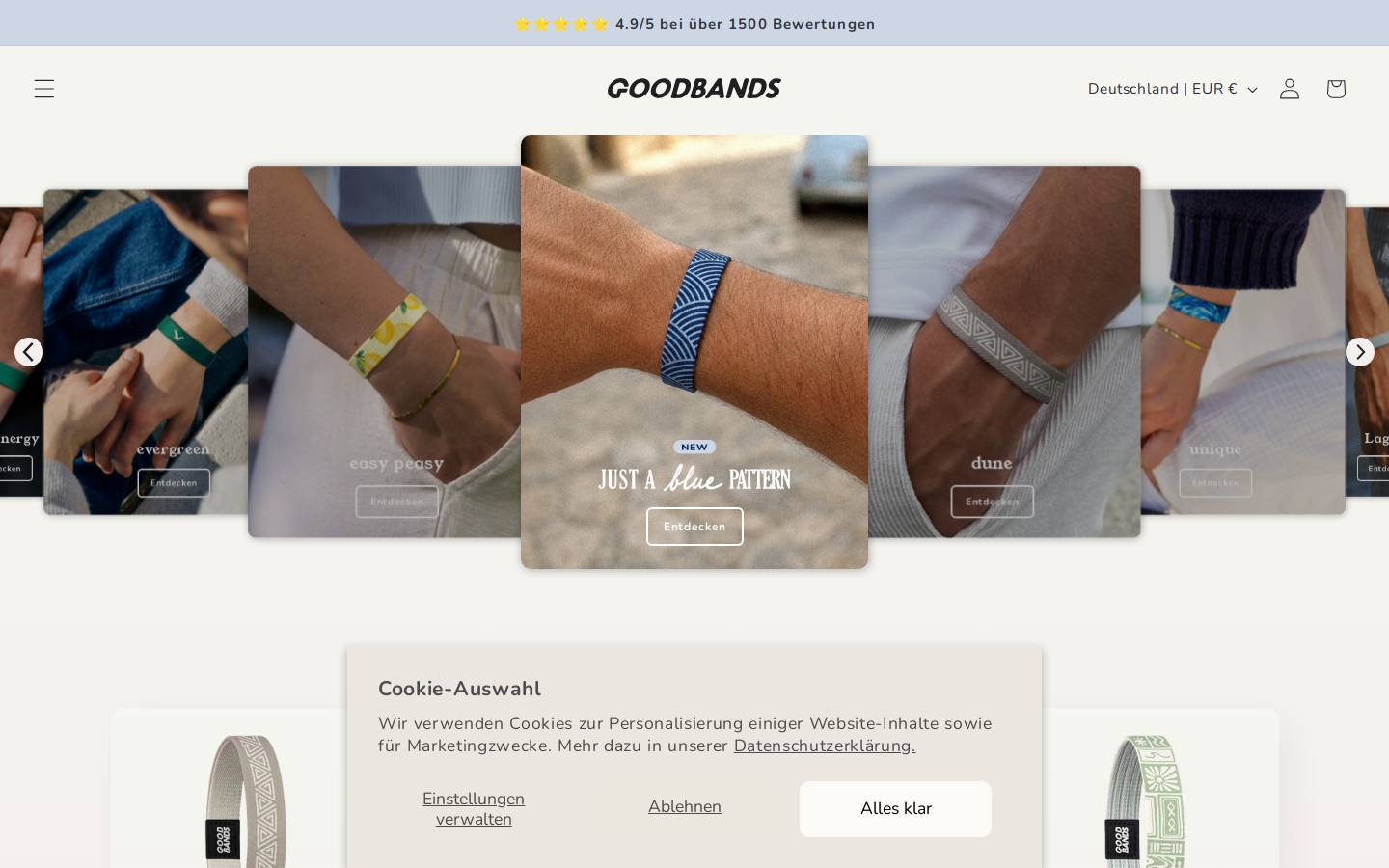 Goodbands homepage screenshot