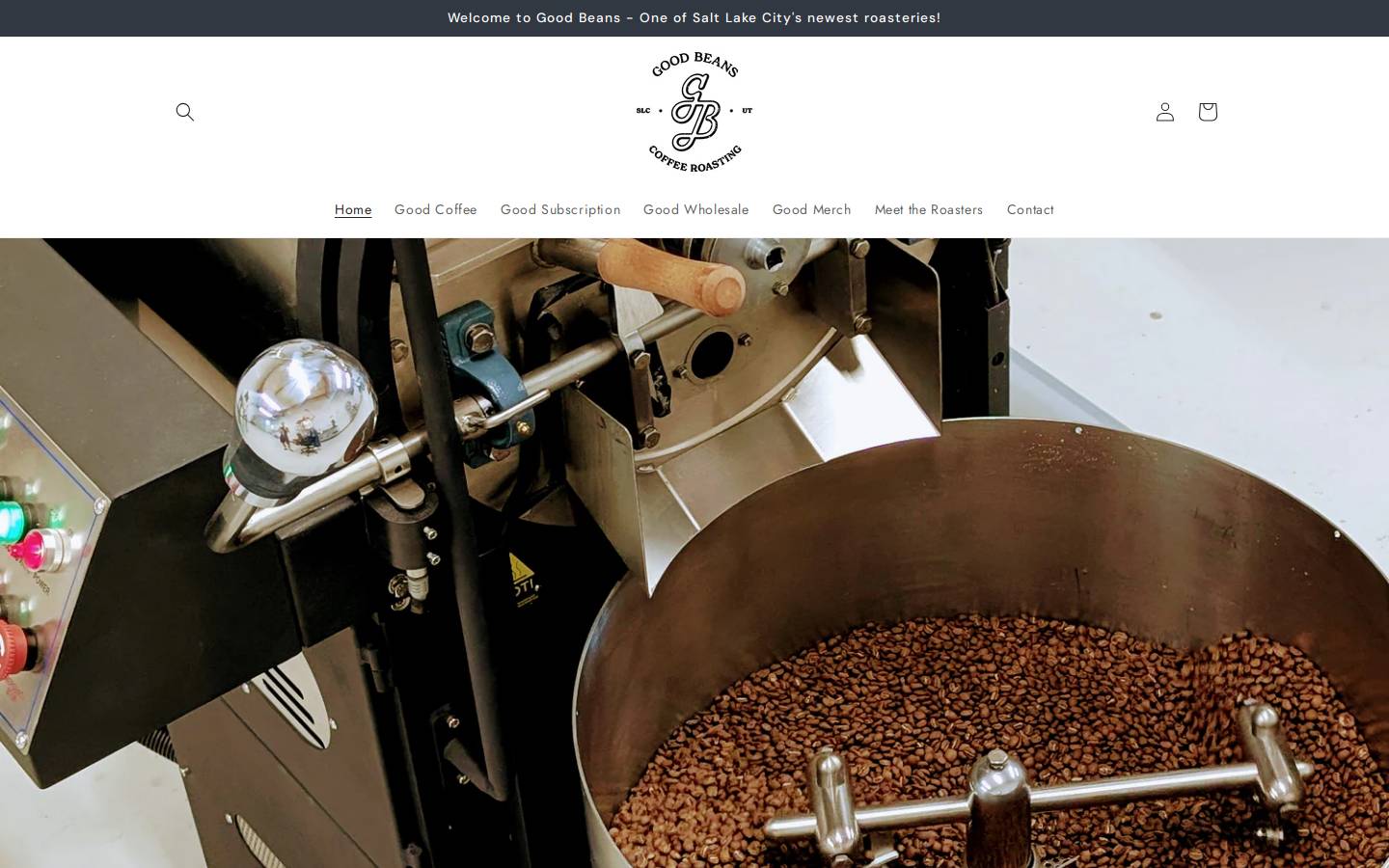 goodbeanscoffeeroasting.com homepage screenshot