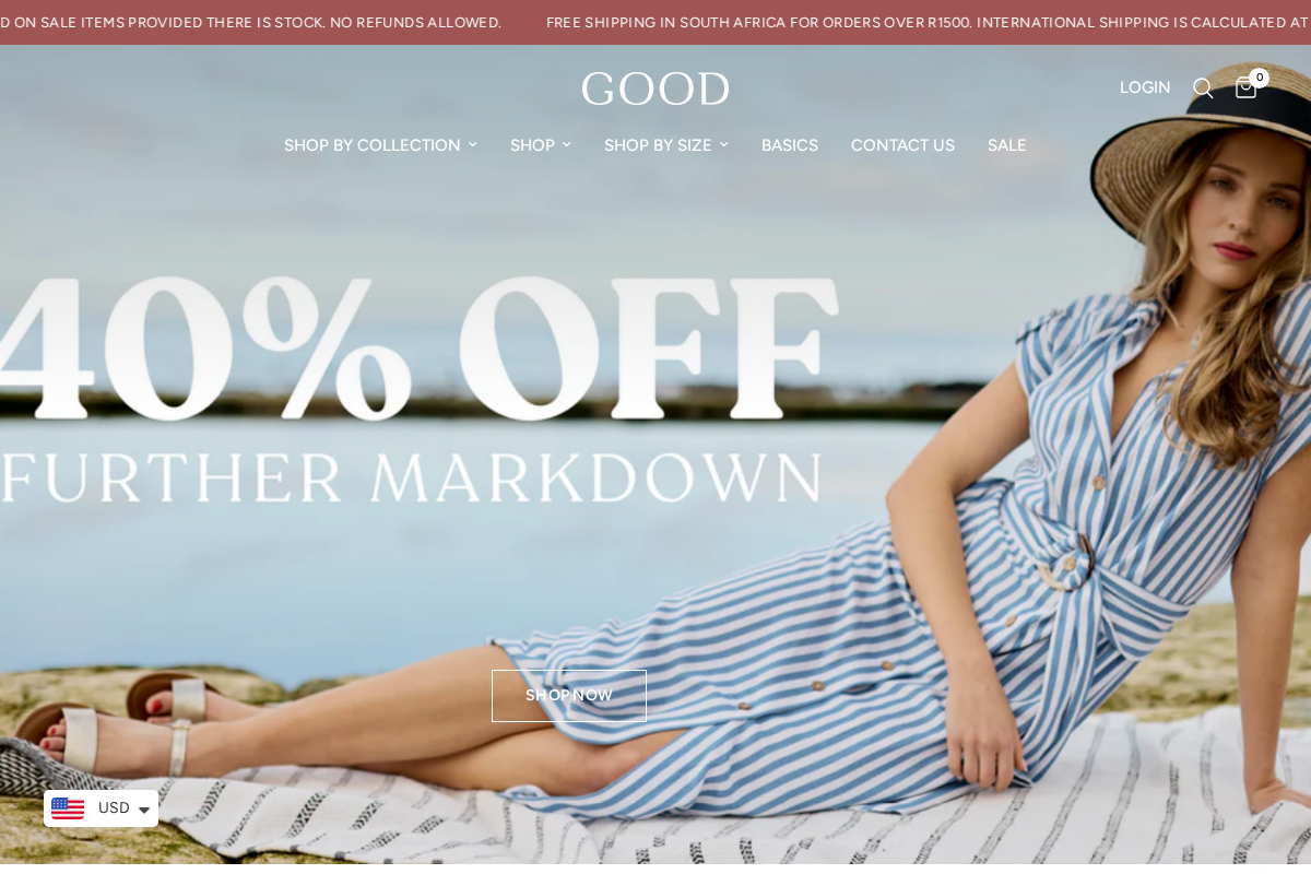 goodclothing.co.za homepage screenshot