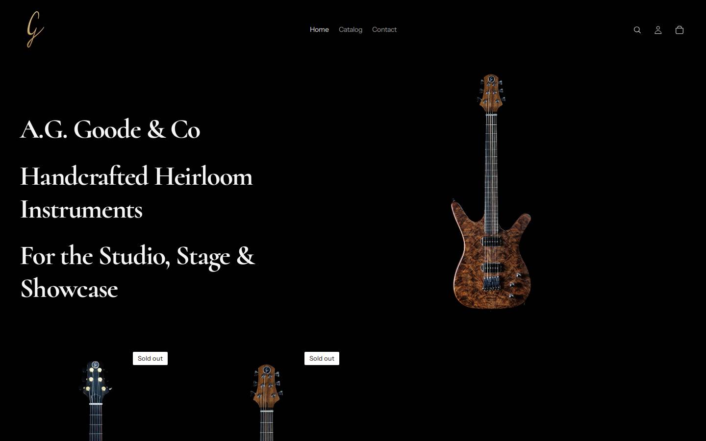 goodeguitars.com homepage screenshot
