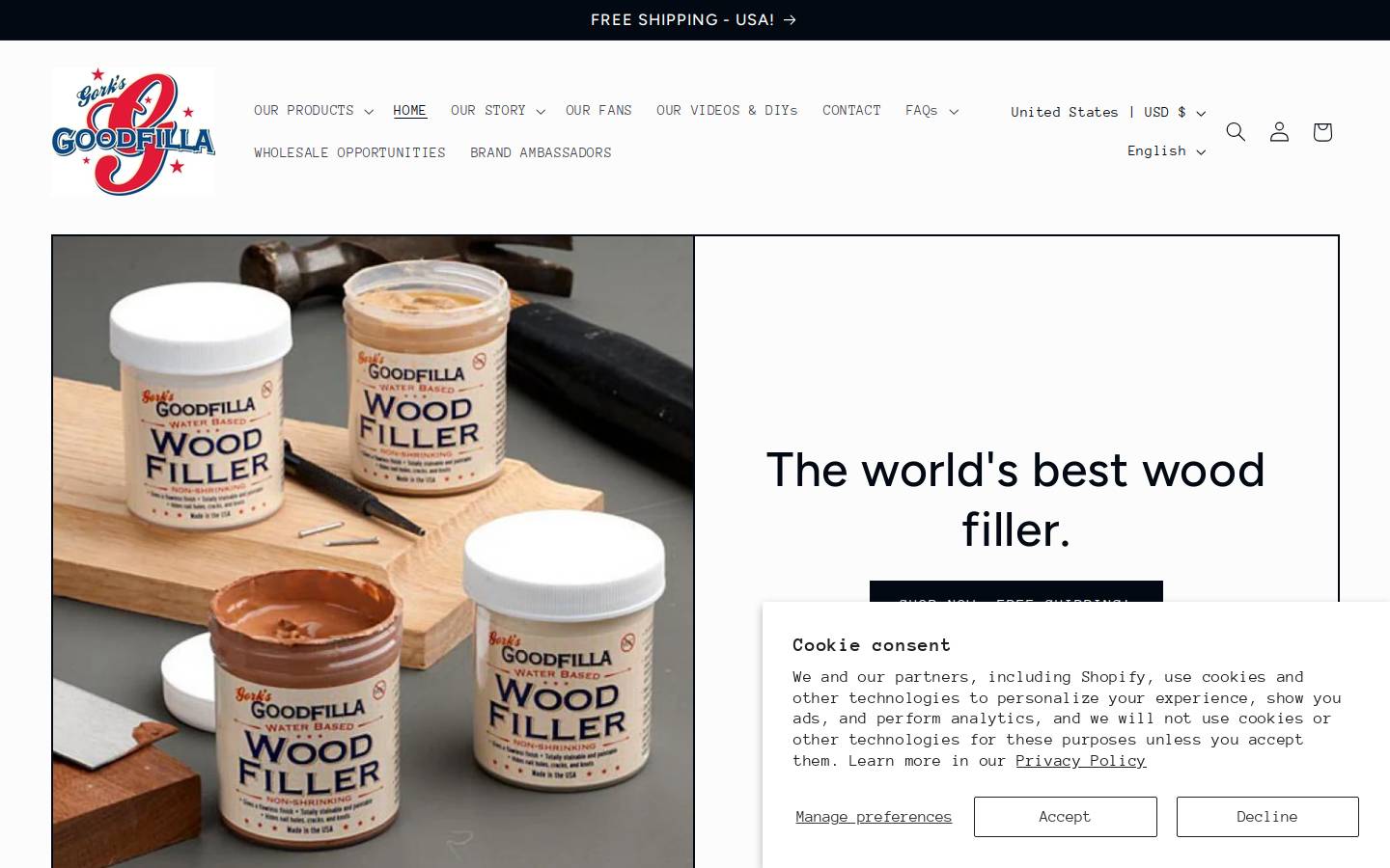 goodfilla.com homepage screenshot