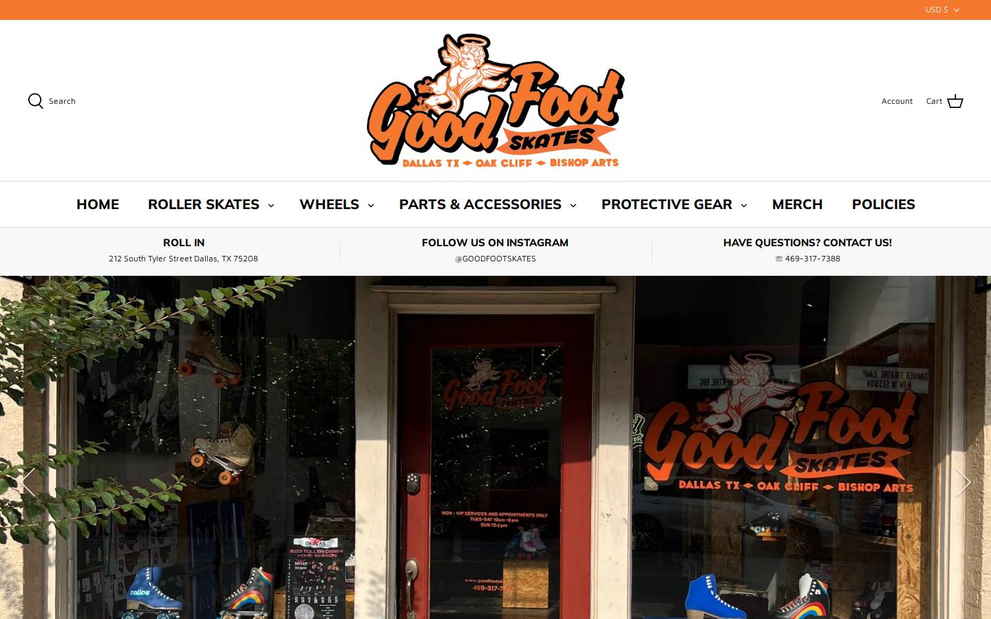 goodfootskates.com homepage screenshot
