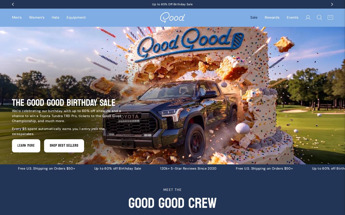 goodgoodgolf.com homepage screenshot