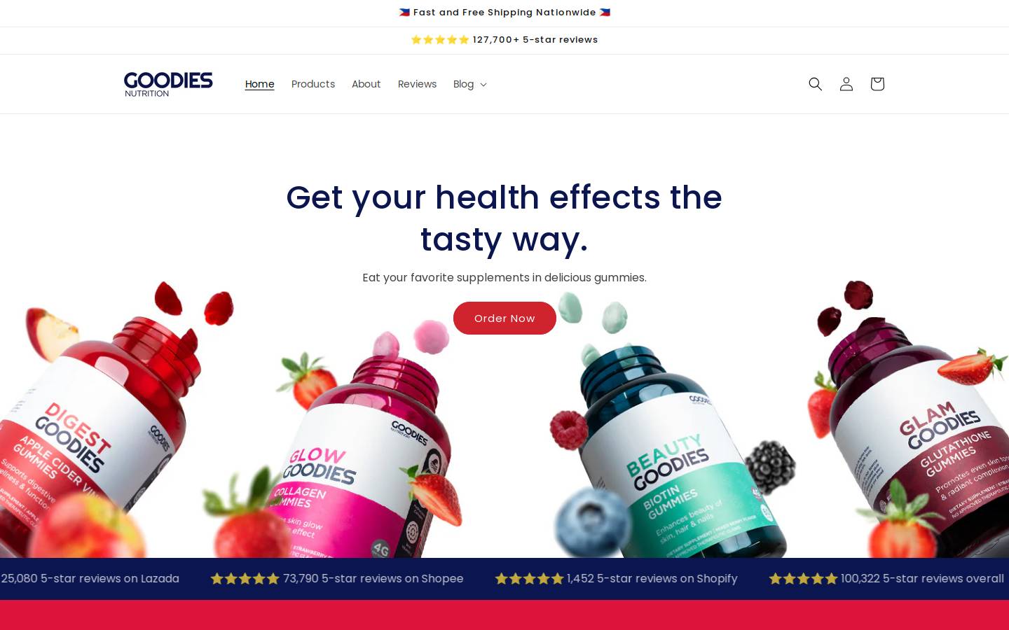 goodies-nutrition.com homepage screenshot